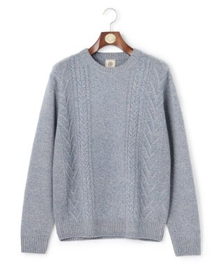 J.PRESS MEN ウール×カシミヤの上質素材【Cash Lamb's Wool】ケーブルクルーネック ニット_25年モデル ブルー系
