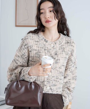 WEGO ミックスブークレ2WAYカーディガン ベージュ