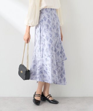 earth music&ecology フラワーアシメティアードスカート Sax