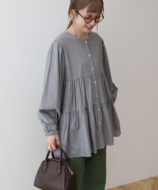 AMERICAN HOLIC ティアードギャザーブラウス Gingham Check