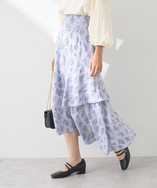 earth music&ecology フラワーアシメティアードスカート Sax