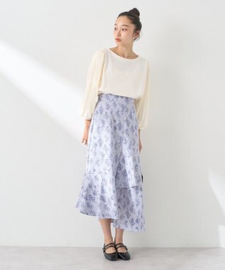 earth music&ecology フラワーアシメティアードスカート Sax