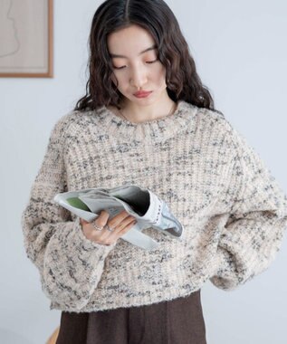 WEGO ミックスブークレ2WAYカーディガン ベージュ