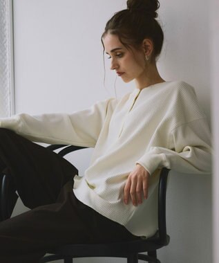 OP／FILA 【ocean pacific】らくティブ/ヘンリーネックワッフルロンT ベージュ