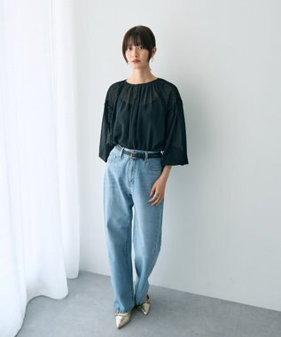 YECCA VECCA シアードットジャガードブラウス Black