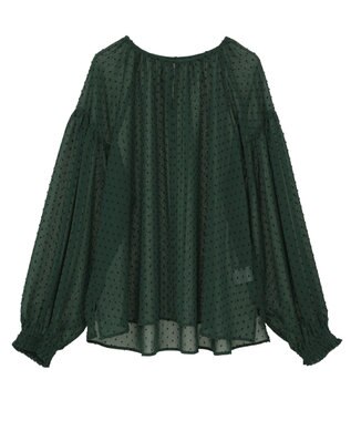 YECCA VECCA シアードットジャガードブラウス Green