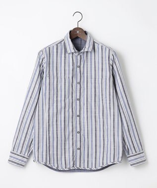 JOSEPH ABBOUD 【人気！1枚で2通りの着こなし】定番 リバーシブルシャツ ブルー系