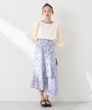 earth music&ecology フラワーアシメティアードスカート Sax