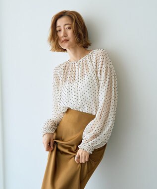 YECCA VECCA シアードットジャガードブラウス Ivory