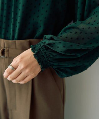 YECCA VECCA シアードットジャガードブラウス Green