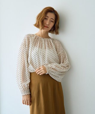 YECCA VECCA シアードットジャガードブラウス Ivory