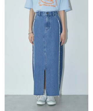 earth music&ecology Ｌｅｅ×ｅ．ｍ．ａ．ｅ　切替デニムスカート Indigo