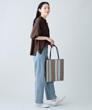 ANY 楽映えフリルネックブラウス（セットアップ着用可） ブラウン