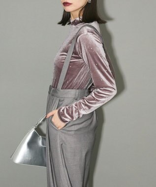 Green Parks ラインストーンハイネックトップス Gray