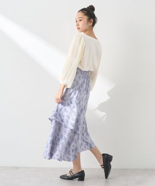 earth music&ecology フラワーアシメティアードスカート Sax