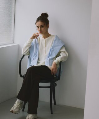 OP／FILA 【ocean pacific】らくティブ/ヘンリーネックワッフルロンT ベージュ