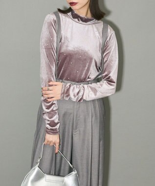 Green Parks ラインストーンハイネックトップス Gray