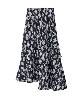 earth music&ecology フラワーアシメティアードスカート Black