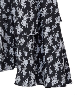 earth music&ecology フラワーアシメティアードスカート Black
