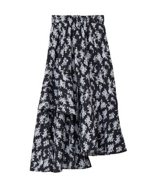 earth music&ecology フラワーアシメティアードスカート Black