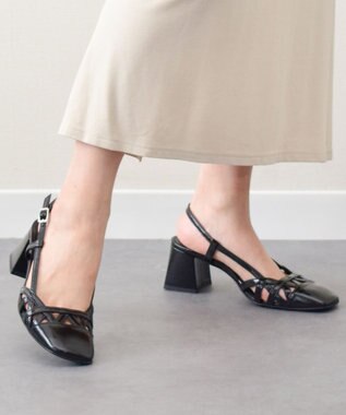 INTER-CHAUSSURES 【INTER-CHAUSSURES】スクエアトウチャンキーヒールバックバンド