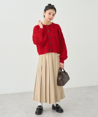 earth music&ecology ポップコーンケーブルカーディガン Red