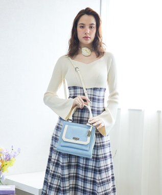 style code 【MERCURYDUO/マーキュリーデュオ】デニムコンビ　フラップハンドバッグ サックス