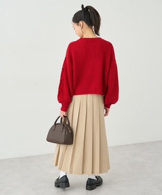 earth music&ecology ポップコーンケーブルカーディガン Red