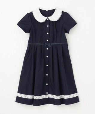 ANY KIDS 襟付き 半袖 ワンピース ネイビー