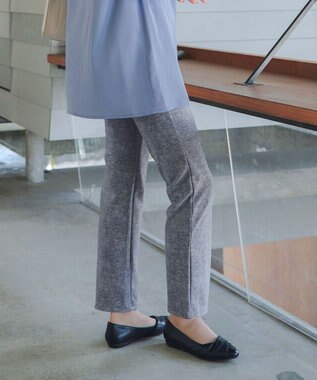 Tiaclasse L 【日本製】メランジプリント裏起毛スリムパンツ グレー