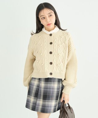 earth music&ecology ポップコーンケーブルカーディガン Ivory