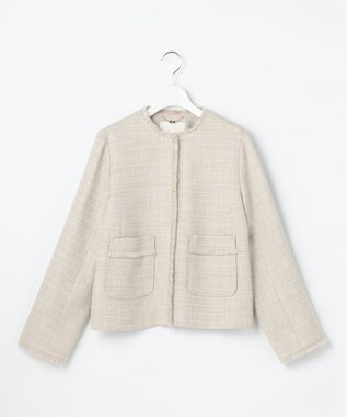 自由区 L 【17号サイズまで展開・カタログ掲載】ライトミックスツイード ジャケット ベージュ