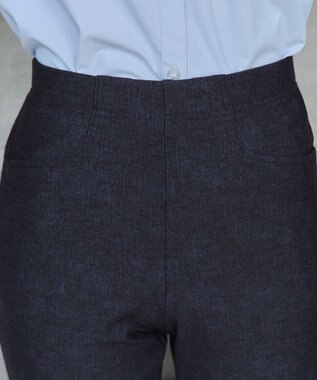 Tiaclasse L 【日本製】メランジプリント裏起毛スリムパンツ ネイビー