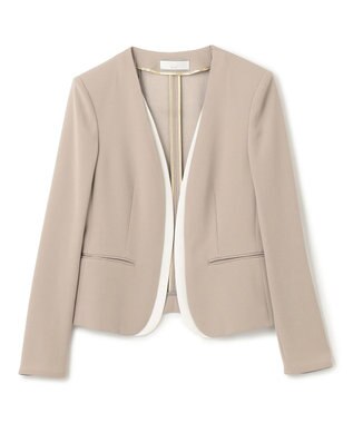 BEIGE， 【洗える・VERY NaVY 11月号掲載】CINDY / ダブルカラージャケット Taupe × White
