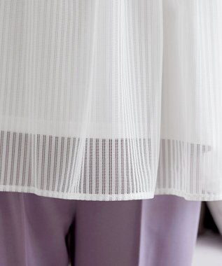 Tiaclasse 【洗える】 ストライプチュール切替トップス ホワイト