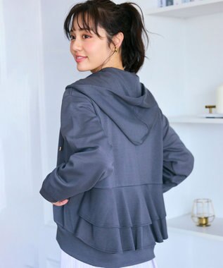 Feroux 【洗える・新色追加】バックフリル ダンボールパーカー グレー系