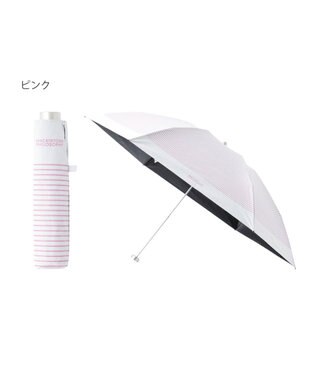 MOONBAT 【軽量】マッキントッシュ フィロソフィー 晴雨兼用日傘 折りたたみ傘 ボーダー／遮光 遮熱 UV オフ×ピンクボーダー