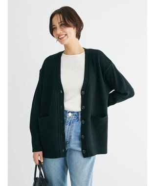 Green Parks 杢調Ｖネックカーディガン Black