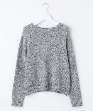 自由区 L 【洗える】ラメブークレ ニット ブルー系