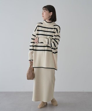 Green Parks 洗えるモックネックニットプルオーバー Off White