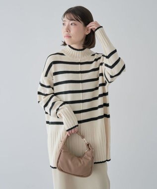 Green Parks 洗えるモックネックニットプルオーバー Off White