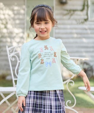 ANY KIDS ガーリーアート 長袖Tシャツ ミント（クマ）