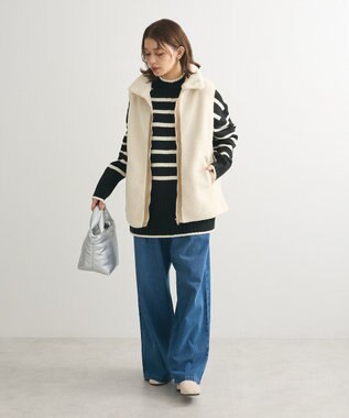 Green Parks 洗えるモックネックニットプルオーバー Black