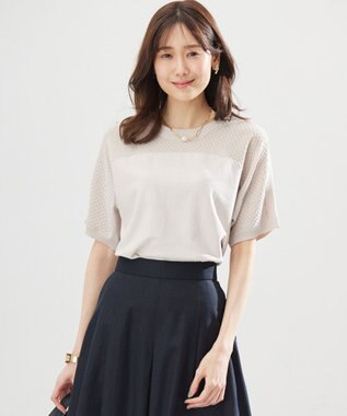 組曲 【WEB限定】メッシュ切り替えドルマン ニット ベージュ系