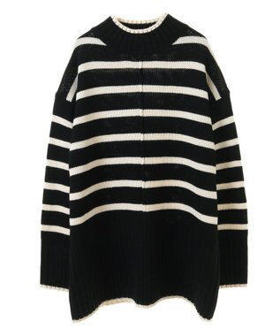 Green Parks 洗えるモックネックニットプルオーバー Black