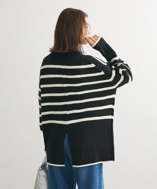 Green Parks 洗えるモックネックニットプルオーバー Black