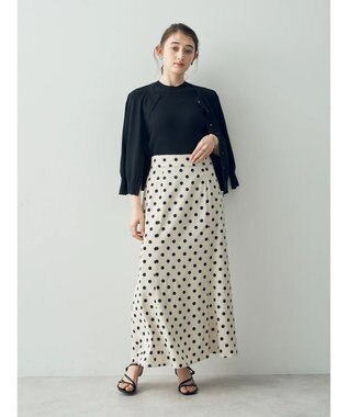 YECCA VECCA レーヨンリネンドットマーメイドスカート Light Beige