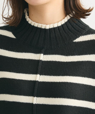 Green Parks 洗えるモックネックニットプルオーバー Black