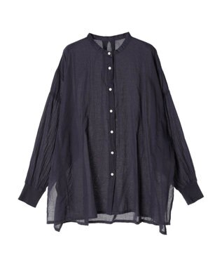 CRAFT STANDARD BOUTIQUE シアーボイルピグメント染めバンドカラーシャツ Navy