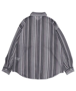 WEGO ストライプメッシュBIGシャツ（LS） グレー